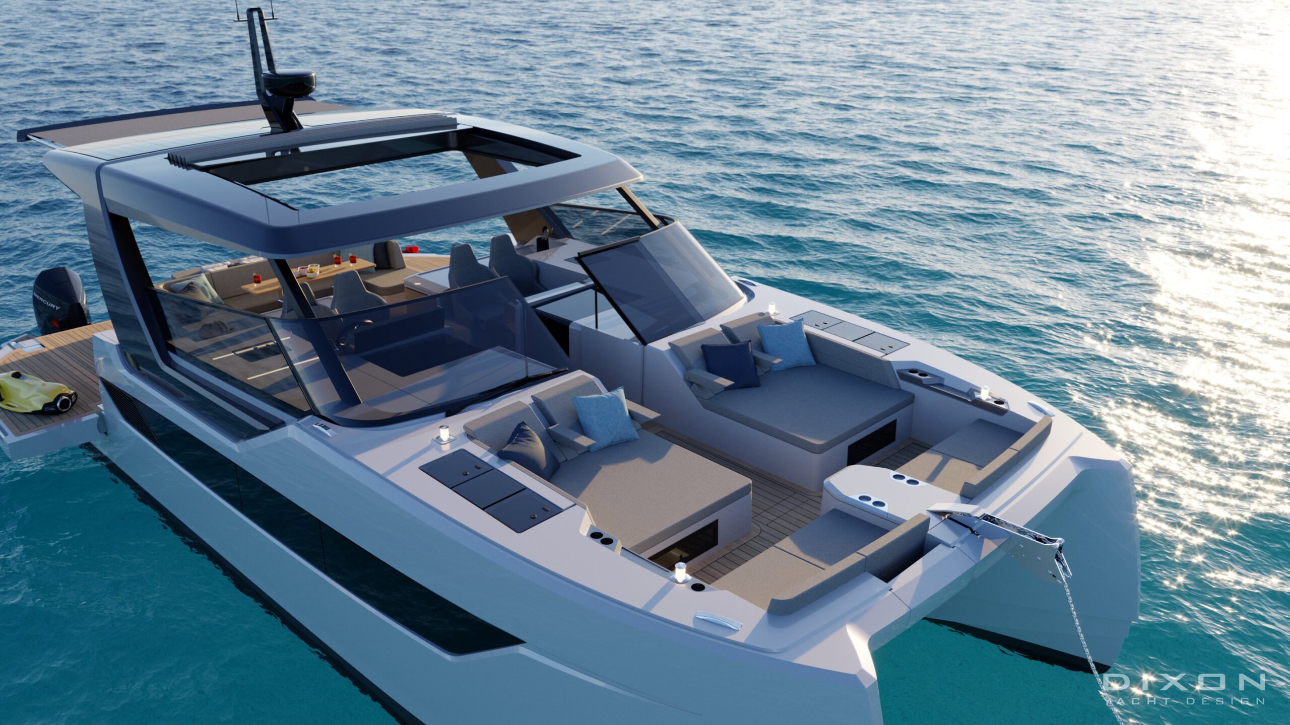 Large aft sundeck with opening sides
