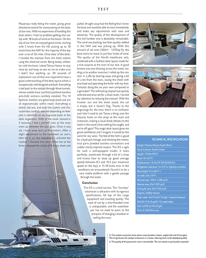 Multihulls World 'Boat tests' edition raves about Xquisite's X5 Sail catamaran