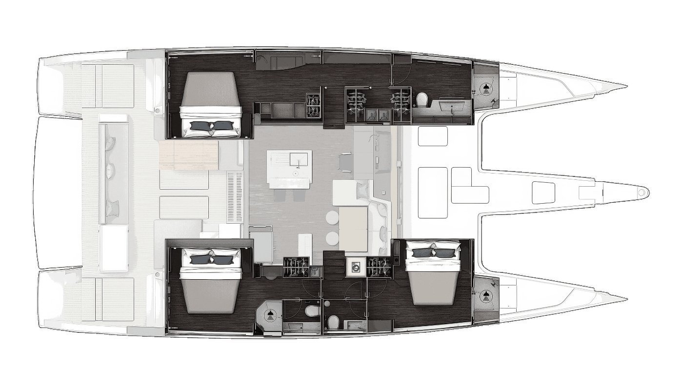 Owner's Cabin Version 1 (Forward and Aft Guest Cabins)