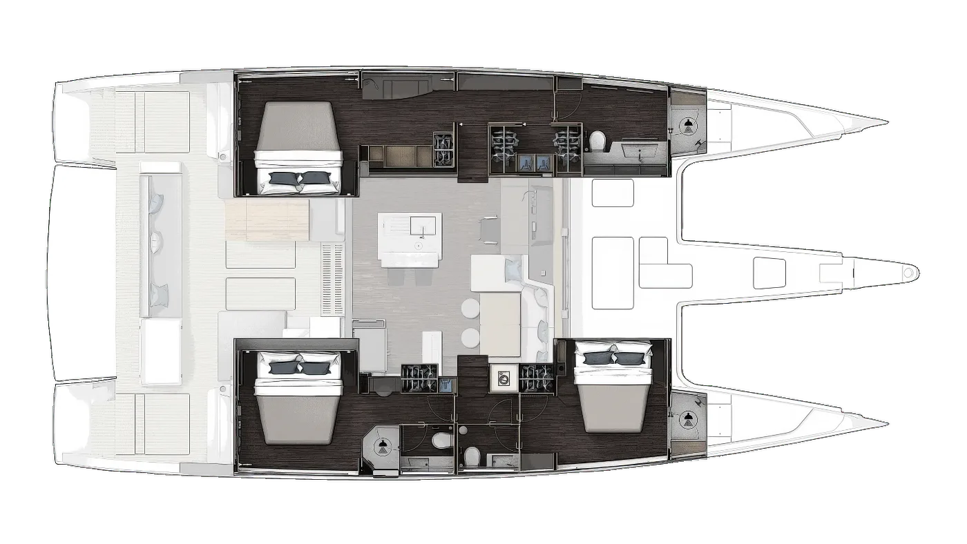 Owner's Cabin Version 1 (Forward and Aft Guest Cabins)