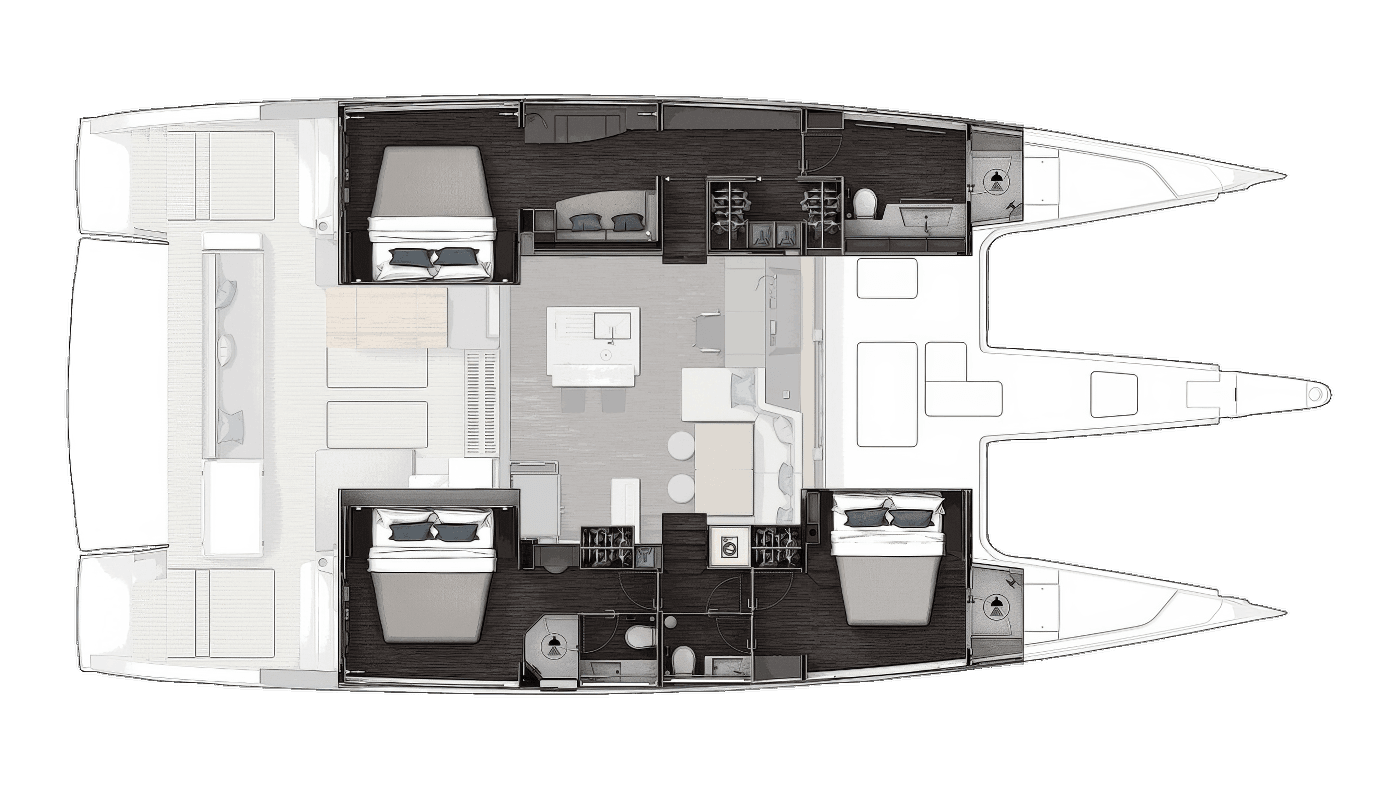 Owner's Cabin Version 2 (Forward and Aft Guest Cabins)