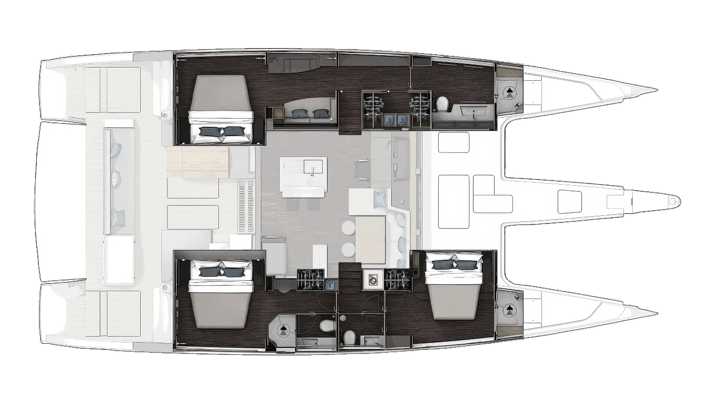 Owner's Cabin Version 2 (Forward and Aft Guest Cabins)
