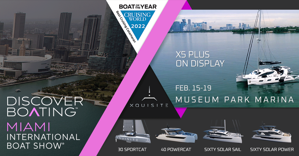 Xquisite's "Boat of The Year" on display at the Miami Boat Show 2023