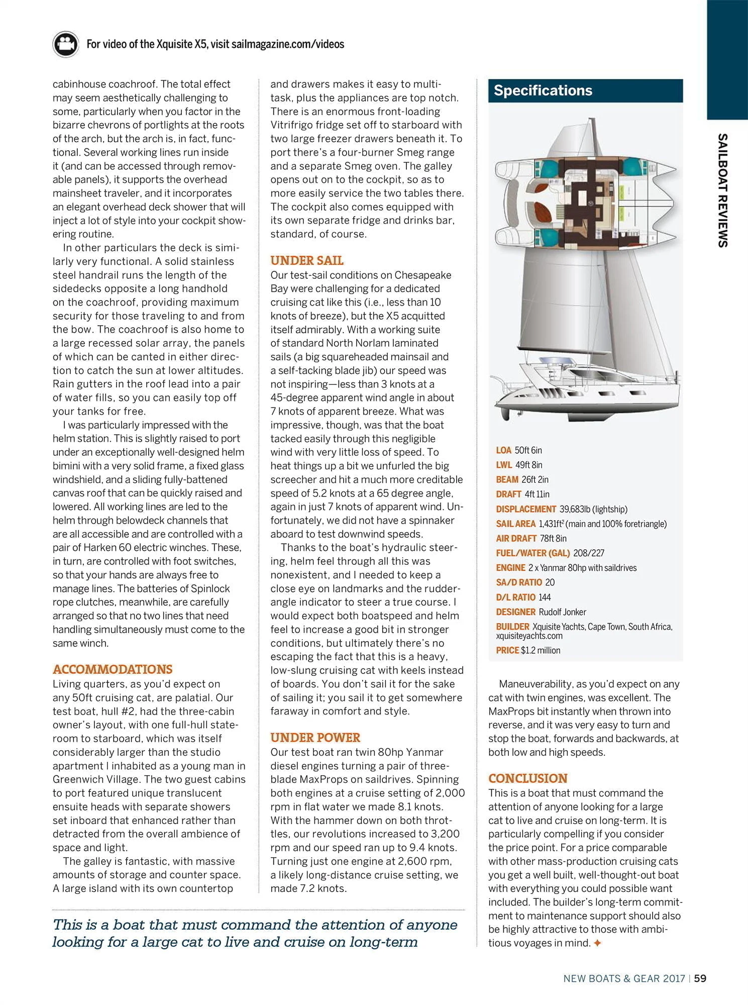 X5 the turn-key luxury cruising cat with everything included - New Boats & Gear 2017