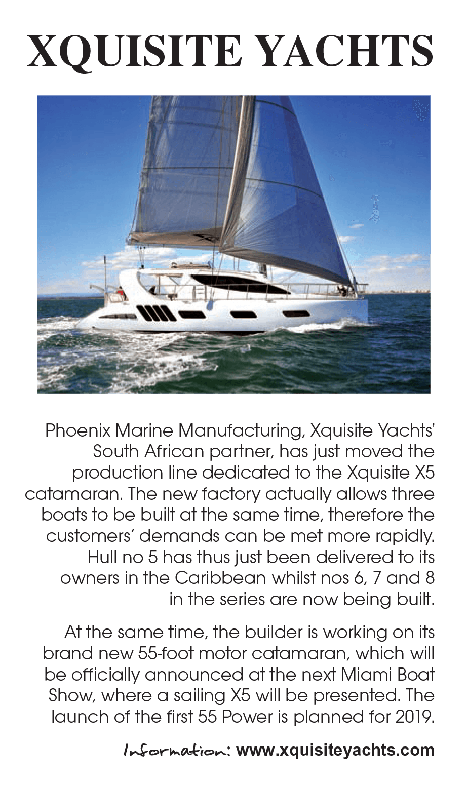 Xquisite Yachts in Multihulls World latest issue