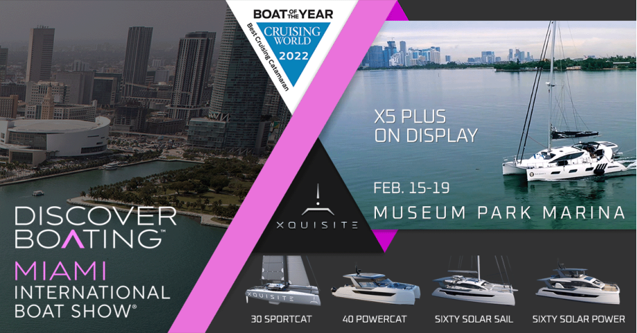 Xquisite's "Boat of The Year" on display at the Miami Boat Show 2023