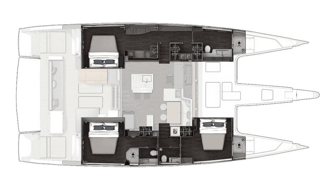 Owner's Cabin Version 1 (Forward and Aft Guest Cabins)