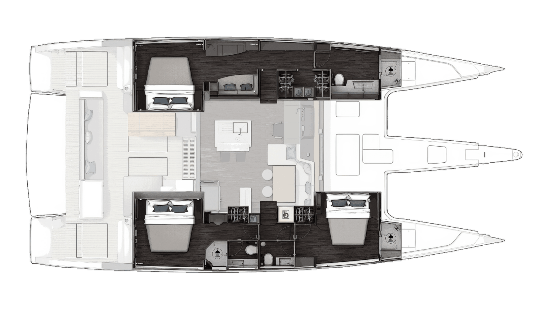 Owner's Cabin Version 2 (Forward and Aft Guest Cabins)